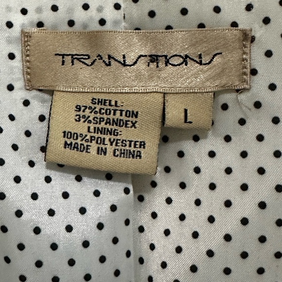 Transitions Cropped Zebra Open Jacket Coat Size Large EUC - Picture 5 of 8